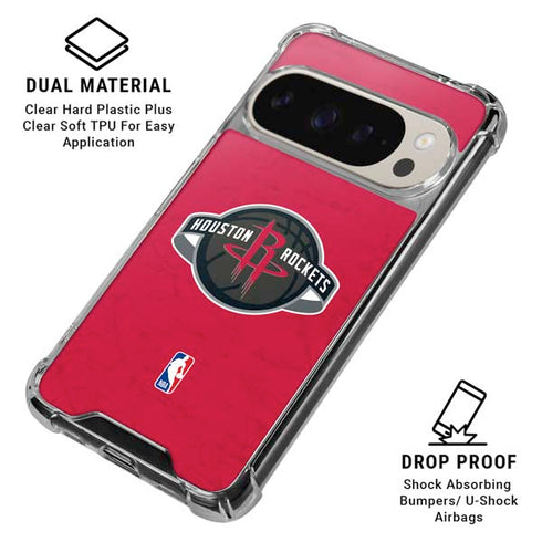 NBA Houston Rockets Distressed Google Pixel 9 Pro XL Clear Case